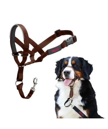 Halti head harness-prevents your dog from pulling on the leash simple adjustment light with padded nose strap anti-train neck band for large dogs (size 4 walnut brown) walnut brown 4