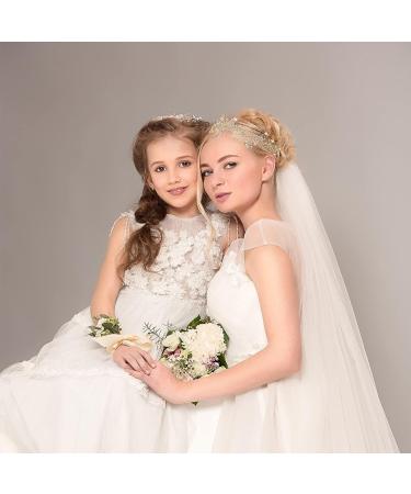 Gold Crystal Rhinestone Flower Girl Headpiece | Wedding Hair Accessories - Buy Online on GoSupps.com