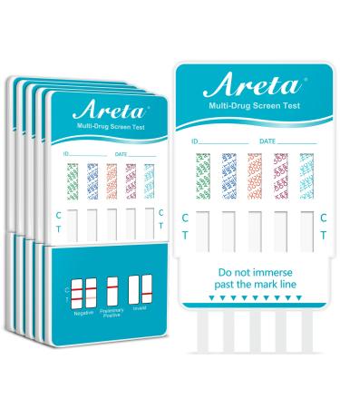 Areta 2 x Drug Testing Kits 5 Panel: Drug Tests Urine Dip Cards for THC COC MET AMP OPI - Instant Rapid Multi Drug Test Kit Home Use