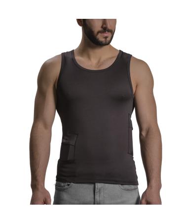 RevelWear Scoop Neck Tank Top for Men with Insulin Pump Holder - Separate Cell Phone Carrying Pocket - Soft Sleeveless Tank Tops for Diabetes Patients  Perfect for Running Walking Cycling & Gym Red