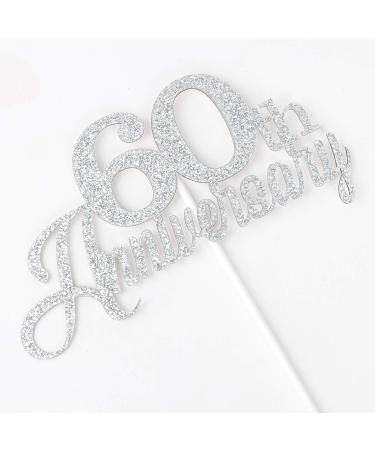 Tenhaisi Glittery Silver Happy 60th Anniversary Cake Topper Hello 60 Wedding Party Decorations - 60th Wedding Anniversary Cake Topper - Cheers to 60 Anniversary Birthday Party Supplies - Buy Online on GoSupps.com