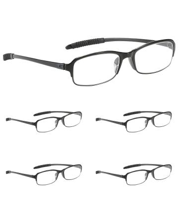 NRDIK Proflex Lightweight (5-pack) Flexible reading glasses-impact scratch-resistant bendable non-slip unisex (men + women) cheap +1.0 1.5 2.5 3.0 3.5 4.0 - (oval) black 1.5 diopters
