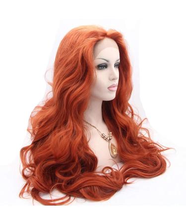 Xiweiya 360# Color Drag Queen Wigs - Long Copper Red Lace Front Wig | Heat-Resistant Fiber Hair - Buy Online on GoSupps.com