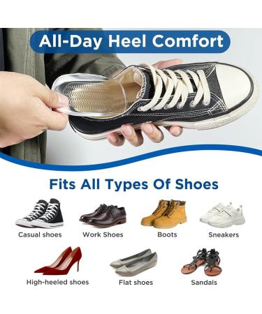 Heel Cushions for Pain Relief | Gel Inserts for Achilles Tendonitis & Heel Spurs - Support & Cushioning for Men & Women (Clear Large - Buy Online on GoSupps.com