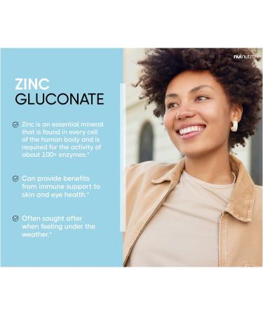 Nui Nutra Zinc Gluconate Supplement 50mg - 100 Capsules | Premium Quality - Buy Online on GoSupps.com