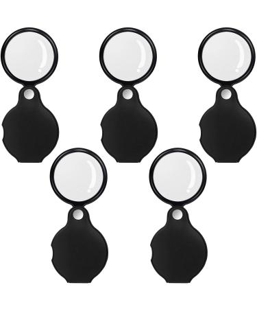 5 PCS 10X Mini Magnifying Glass Folding Pocket Magnifying Glass with Black Rotating Protective for Reading, Books, Jewelry…