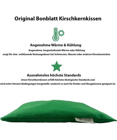 Bonblatt Organic Cherry Stone Pillow 24x25 cm - Oeko-Tex 100 Certified, Made in Germany, Heat & Grain Cushion for Adults, Babies, Children & Pets - Green - Buy Online on GoSupps.com