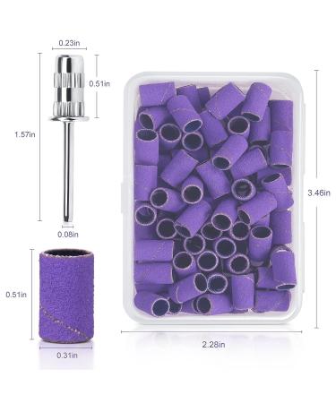 Sanding Bands Nail Drill Bits Set - 100pcs Extreme Fine 180 Grits for Acrylic Nails, Gel Manicures & Pedicures - Professional Drill Bits with Mandrel Bit - Purple - Buy Online on GoSupps.com