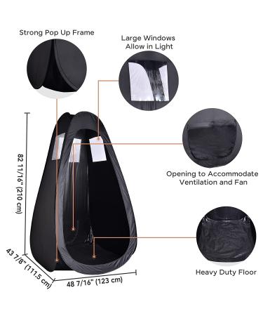 AW Black Portable Spray Tanning Tent Pop Up Booth | Sunless Waterproof with Clear Window & Carry Bag | 49x45x84 - Perfect for Makeup & Painting - Buy Online on GoSupps.com