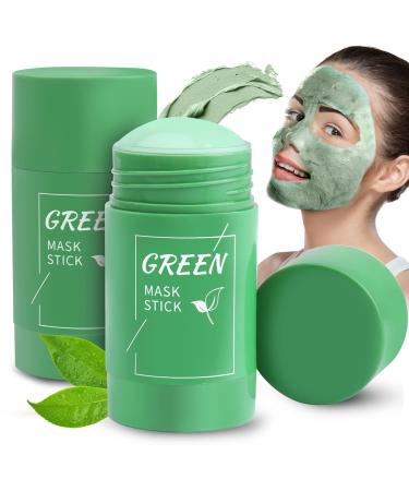 ZIXSIRP Green Tea Mask Stick Green Stick Blackhead Remover Deep Pore Cleansing Moisturizing Skin Brightening for All Skin Types of Men and Women (2 Packs)