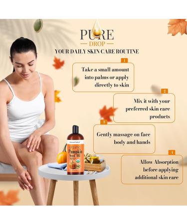 Natural Riches Pumpkin Seed Oil - USDA Organic 16oz Moisturizer | Pure Unrefined Cold Pressed Carrier Oil for Face Hair Body & Eyelashes - Buy Online on GoSupps.com