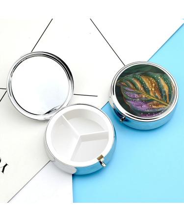 Portable 3 Compartment Pill Box - Green Leaves Travel Organizer for Purse & Pocket - Buy Online on GoSupps.com