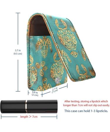 Travel Lipstick Organizer Case | Portable Makeup Bag with Mirror | Ethnic Style Golden Sea Turtle Design - Shop Internationally - Buy Online on GoSupps.com