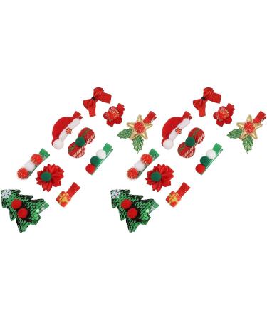 12 Pieces Christmas Glitter Flowers with Clips Xmas Tree Ornament Poinsettias Decor Red Green Snowflake for Cosplay Presents - Buy Online on GoSupps.com