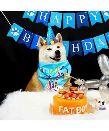Blue Dog Birthday Bandana & Party Hat Set - Cute Boy Girl Dog Outfit for Cat & Dog Party Supplies - Buy Online on GoSupps.com