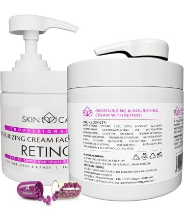 Skin Care 3-in-1 Retinol Moisturizing Cream for Face Neck and Hands for All Skin Types - Delicate and Easily Absorbed Daily Cream - (500 ml) - Buy Online on GoSupps.com