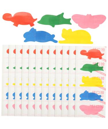 NOLITOY 4 Boxes Colored Bandages Cute Bandages for Plaster Pads Strips Interesting Round Animal Bulk Care Sticker Non-Woven Fabric Child Assorted Color 5.5X2.8CM