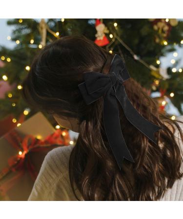 Desenda Handmade Velvet Bow Hair Clip Large Satin Ribbon Bow Hairpin Barrettes Fastener French Hair Bow Headband Elegant Hair Tie Vintage Hair Accessories for Party Gift Girls Women - Black - Buy Online on GoSupps.com