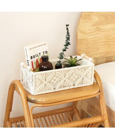 TIMEYARD Macrame Storage Baskets Set of 2 - Small Decorative Shelf Baskets for Bedroom, Bathroom & Living Room - Boho Decor Box for Small Items in Beige - Buy Online on GoSupps.com