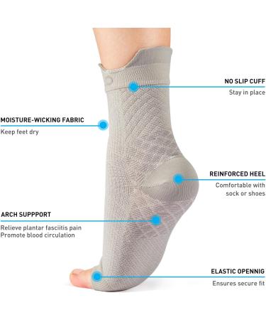 HUEGLO Plantar Fasciitis Compression Socks 4 Pairs - Ankle Support Brace for Pain Relief - Breathable Anti-Slip Foot Support (Grey, Size S) - Buy Online on GoSupps.com