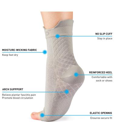4 Pairs Neuropathy Plantar Fasciitis Compression Socks - Gray M: Ankle Support for Pain Relief and Anti-Slip Foot Brace - Buy Online on GoSupps.com