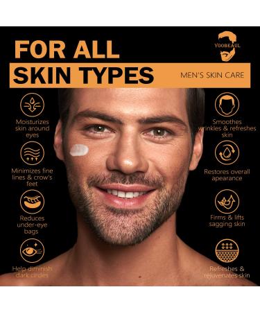YOOBEAUL Mens Eye Cream & Face Moisturizer - Organic Anti-Aging Treatment for Dark Circles, Puffiness & Wrinkles - 2.7oz Set - Buy Online on GoSupps.com