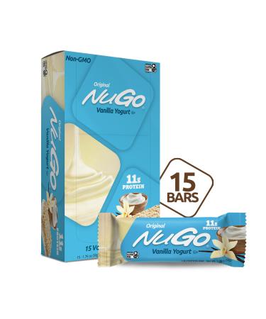NuGo Protein Bar, Vanilla Yogurt, 11g Protein, 170 Calories, Gluten Free, 1.76 Ounce each, 15 Count (Pack of 1)