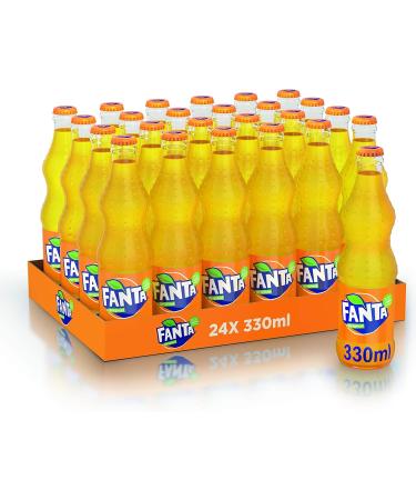 Fanta Orange Glass Bottles 24 x 330ml Sparkling Orange Fruit Drink With Sugar And Sweeteners Suitable For Vegetarians And Vegans Boxed Treatz - Buy Online on GoSupps.com