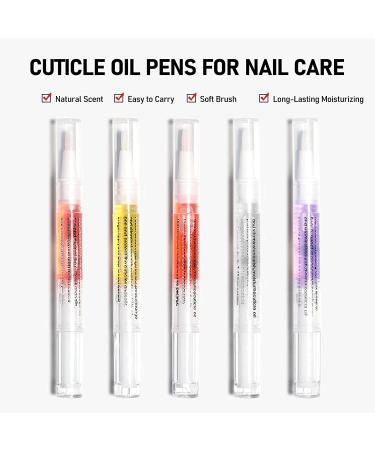 5Pcs Nail Cuticle Oil Pens - Mini Repair Care Kit for Damaged Nails - Hydrating Cuticle Revitalizer with Vitamin E - Moisturizing Growth Treatment - Buy Online on GoSupps.com