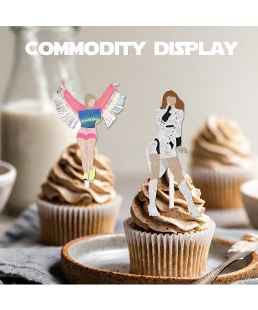 18pcs Glitter Guitar Girls Dessert Cupcake Topper Cheer to Worldwide Popular Female Singer Concert Theme Decor Pick for Fan Men Women Happy Birthday Folklore Music Party Decorations Supplies - Buy Online on GoSupps.com