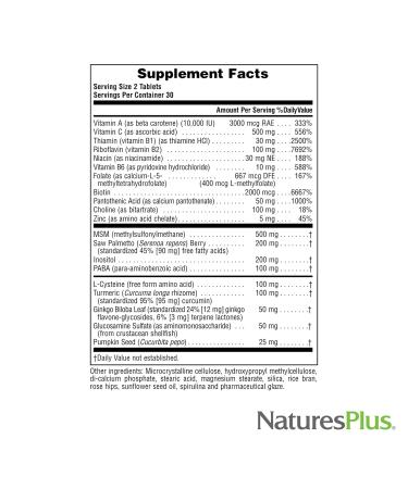 NaturesPlus Men's Ultra Hair Plus - 60 Tablets | All-Natural Hair Growth Supplement for Men | Promotes Fuller, Healthier Hair | Gluten-Free - Buy Online on GoSupps.com