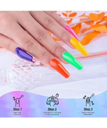 Imtiti Neon Gel Nail Polish Kit - 12 Pcs Set with Base & Top Coat - Green Pink Blue Red Glitter Colors - Long Lasting Soak Off UV Gel Polish - DIY Nail Art Starter Kit for Women & Girls - Buy Online on GoSupps.com
