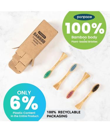 PONPACE Biodegradable Bamboo Electric Toothbrush Heads for Philips Sonicare One - Plant-Based Bristles, HY1100/HY1200 Compatible (Flat Bristle) - Buy Online on GoSupps.com