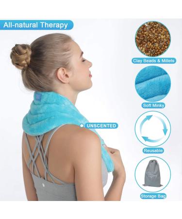 Relief Expert Hands-Free Neck Heating Pad - Microwavable Heated Neck Wrap for Pain Relief - Blue - Buy Online on GoSupps.com