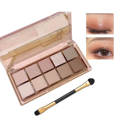 Rosarden 10 Colors Eyeshadow Palette-Matte Eyeshadow Palette  Nude Eyeshadow Palette  Glitter Eyeshadow Palette  Highly Pigment Eyeshadow Palette Neutral Matte Eyeshadow Palette Set with Eyeshadow Brush for Brown Eyes Ma...