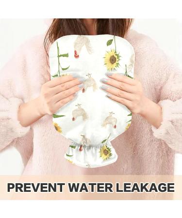 NAANLE 1L Hot Water Bottle with Sunflower Tap | Cozy Cover for Heat & Cold Therapy | Pain Relief for Bed Hands & Feet - Buy Online on GoSupps.com