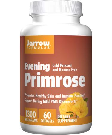 Jarrow Formulas Evening Primrose,Promotes Healthy Skin and Immune Function, 1300 mg, 60 Softgels (Pack of 2)