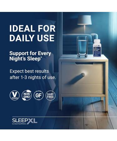 SleepXL Sleep Supplement Non-Habit-Forming Formula - Fall Asleep Faster & Sleep Longer - 5 key ingredients include Melatonin L-Theanine Chamomile Magnesium & Vitamin B6 (60 Capsules 30 Servings) - Buy Online on GoSupps.com