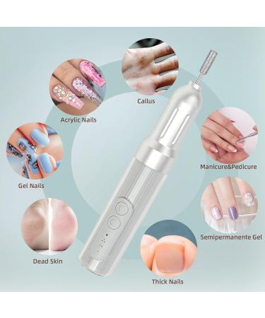 Electric Nail Files 18000RPM 6 Adjustable Speed File - Professional Electric Nail Drill with 12 Drill Bits 60 Sanding Bands Pedicure Tools for Nail Art DIY Home or Salon Use for Nail Buffer Grinder Silver - Buy Online on GoSupps.com