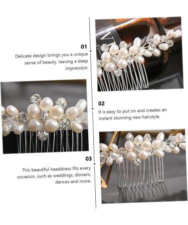 Ipetboom Rhinestone Bridal Comb Bridal Pearl Comb Wedding Hair Clip Bridal Hair Combs Irish Accessories for Women Tiara Wedding Hair Comb Bride Decorate Abs European and American - Buy Online on GoSupps.com