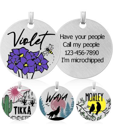 Colored dog brands with engraving personalized dog brand made of stainless steel engraved dog pendants with name animal brand for dogs and cats dog name signs for collar (violet)
