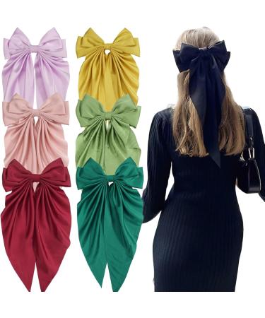 Ling & Bai Women Girls Large Hair Bow Teens 7 Inch Big Satin Hair Bow Clip Hair Barrettes Hair Accessories (Blue) - Buy Online on GoSupps.com