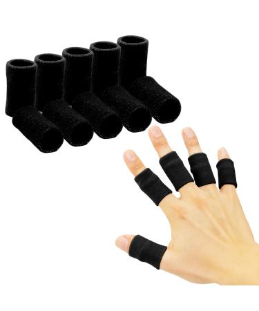 Finger Sleeves , Thumb Splint Brace For Finger Support, Breathable Elastic Finger tape, Compression pression Protector For Reliving Pain, Triggger Finger, Compression Aid For Sports, 10PCS (black)