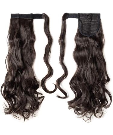 Dark Brown Curly Wavy Wrap Around Ponytail Clip Extension 24 Inch - Buy Online on GoSupps.com