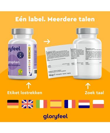 Gloryfeel LTryptophan 500 mg 240 vegan Health Supplement capsules 8 months Natural Vegetable Fermentation Labtested German production without additives - Buy Online on GoSupps.com