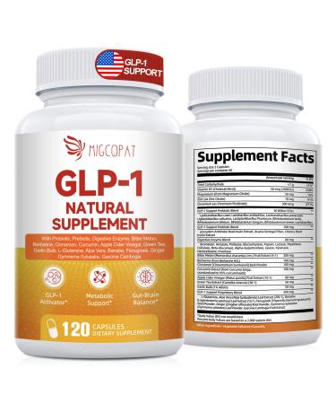 GLP-1 Supplement for Women and Men | Hunger & Metabolism Support - Probiotic Prebiotic Berberine Chromium Vitamin D3 Digestive Enzymes GLP1 Support for Digestive & Gut Health (120 Capsules)