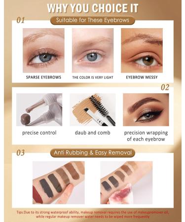 Waterproof Tinted Eyebrow Gel Kit-2PCS Dark Brown Thickening Brow gel para cejas Brow Fillers Fast Definitio Brow Glue Natural Long Lasting brow Makeup for Women with 2 Eyebrow Brushes-Set 04 #04 Dark Brown - Buy Online on GoSupps.com