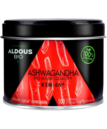 Organic Ashwagandha KSM-66 600mg | 100 Capsules | Wellness Anti Stress Energy Sleep | 5% Withanolides | Ashwagandha KSM-66 | 100% Pure | Vegan | Plastic Free | Certified Organic