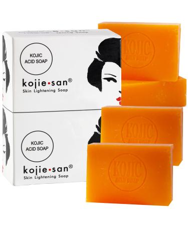 Kojie San Skin Brightening Soap - Original Kojic Acid Soap for Dark Spots Hyperpigmentation & Scars with Coconut & Tea Tree Oil- 100g x 3 Bars Orange 4.76 Ounce (Pack of 4)