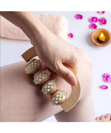 EVIDECO French Home Goods: Natural Wood Body Massager with 4 Rotating Rollers for Ultimate Wellbeing - International Shipping Available - Buy Online on GoSupps.com